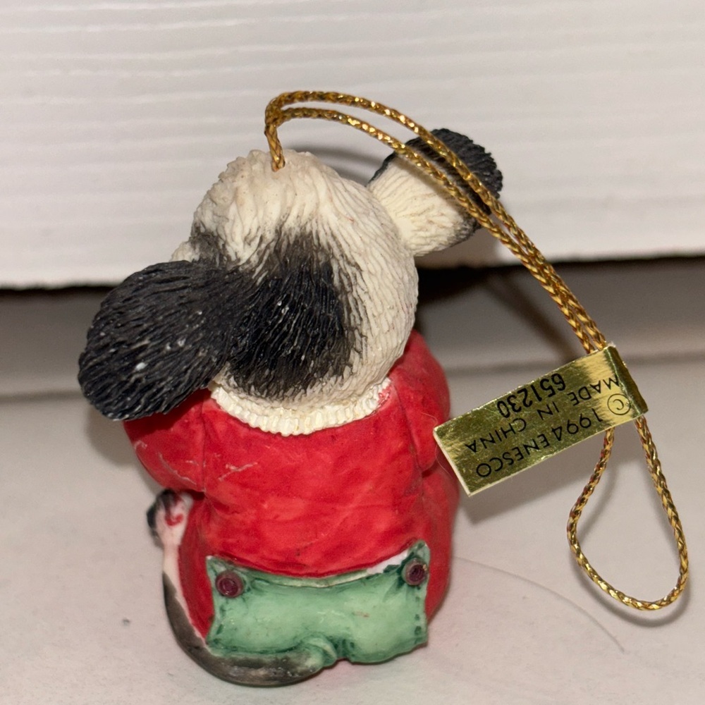 Vintage 1994 Enesco Mary's Moo Moos Baby Cow Ornament with Candy Cane - Picture 3 of 6